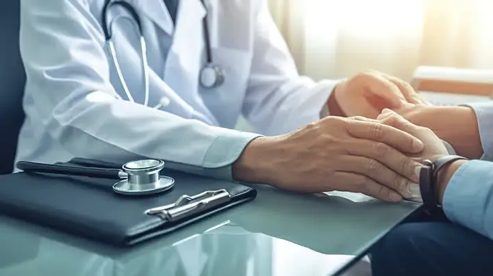 Médecin néphrologue examinant des radiographies rénales avec un patient